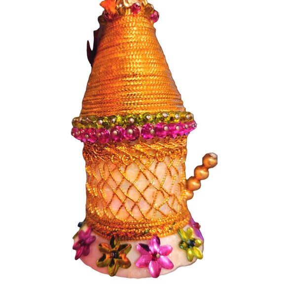 Vintage Handmade Push Pin Christmas Ornament Mid Century Retro Kitsch Hours of W - Picture 5 of 12